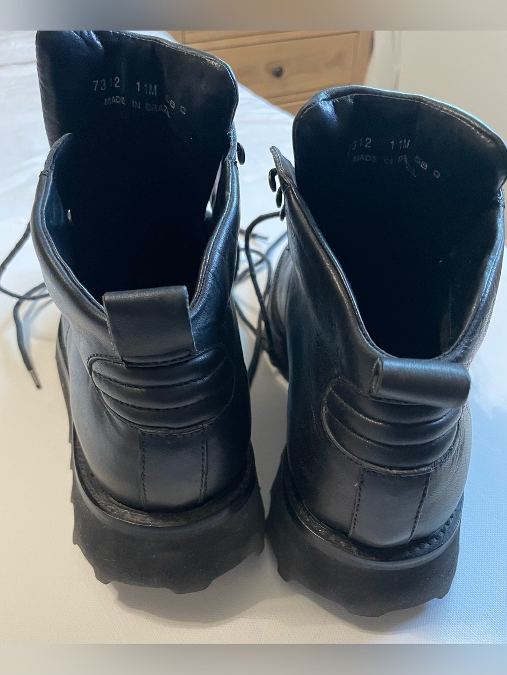 Cole Haan Men’s Black Leather Lace-Up High-Top Combat Boots Vintage - Picture 9 of 13
